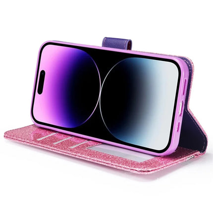 For iPhone 13 Pro Max Glitter Leather Case with Metal Diamond Buttery Wallet Stand Cover