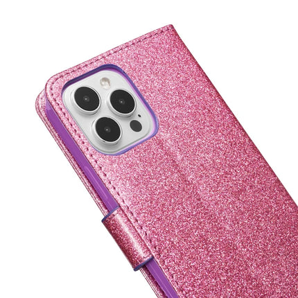 For iPhone 13 Pro Max Glitter Leather Case with Metal Diamond Buttery Wallet Stand Cover