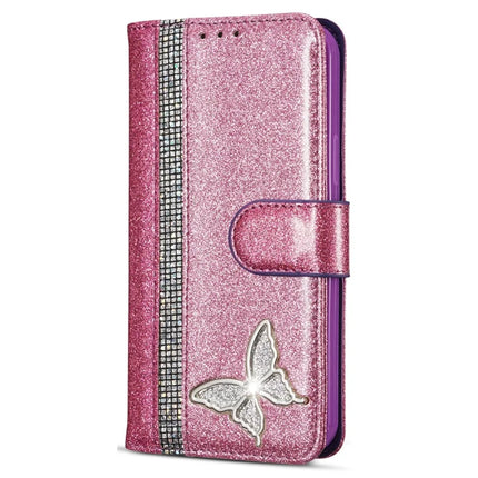 For iPhone 13 Pro Max Glitter Leather Case with Metal Diamond Buttery Wallet Stand Cover