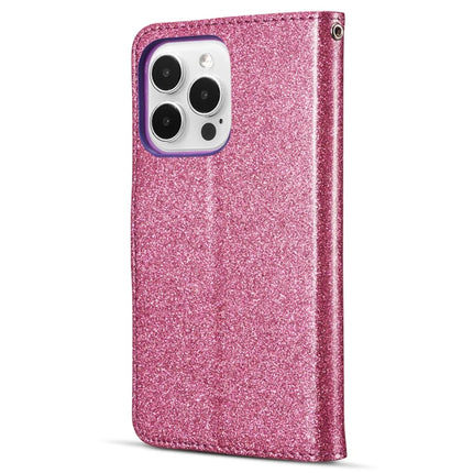 For iPhone 13 Pro Max Glitter Leather Case with Metal Diamond Buttery Wallet Stand Cover