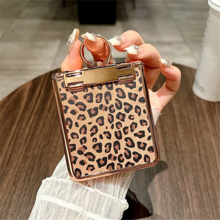 For Huawei Pocket 2 Case Leopard Pattern Ring Holder Rhinestone Hard PC Phone Cover