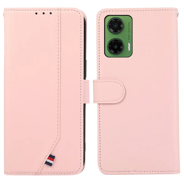 For Motorola Moto G35 5G Case RFID Blocking Flip Leather Phone Cover - Pink