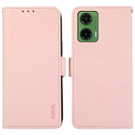 ABEEL For Motorola Moto G35 5G Case Leather Phone Cover with RFID Blocking Wallet - Pink