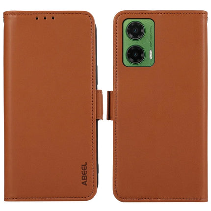 ABEEL For Motorola Moto G35 5G Case Leather Phone Cover with RFID Blocking Wallet - Brown