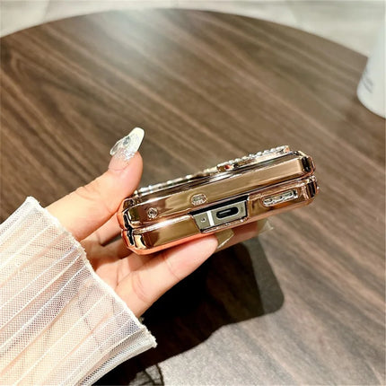For Oppo Find N3 Flip 5G Case Leopard Pattern Ring Holder Rhinestone Hard PC Phone Cover