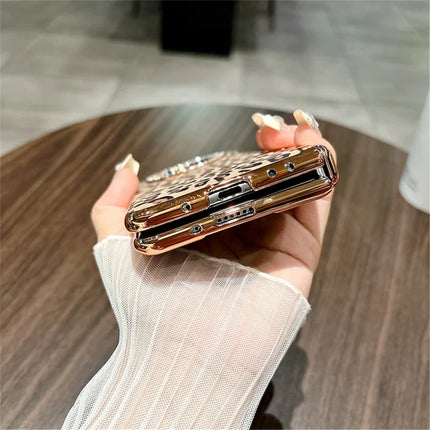 For Huawei Mate X5 Case Leopard Pattern PC Phone Cover with Tempered Glass Screen Film