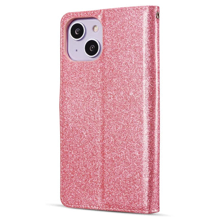 For iPhone 14 Glitter Leather Case with Diamond Love Heart Wallet Stand Flip Cover