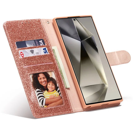 For Samsung Galaxy S23 Ultra Glitter Leather Case with Diamond Love Heart Wallet Stand Flip Cover