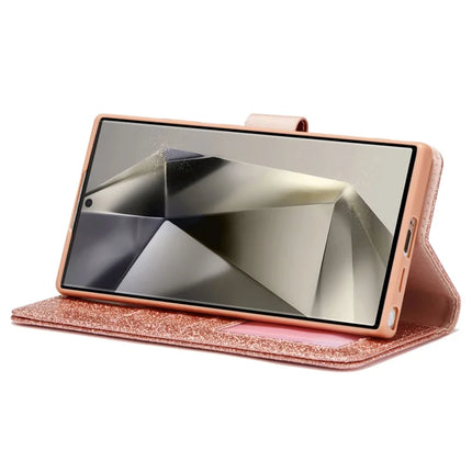 For Samsung Galaxy S23 Ultra Glitter Leather Case with Diamond Love Heart Wallet Stand Flip Cover