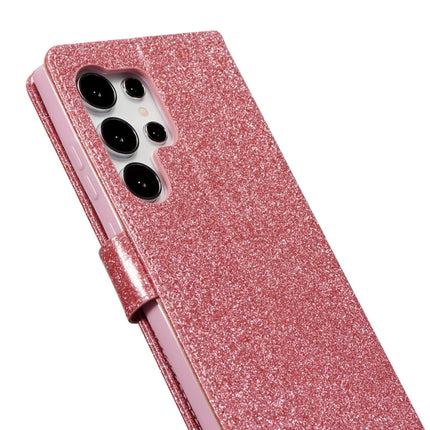 For Samsung Galaxy S23 Ultra Glitter Leather Case with Diamond Love Heart Wallet Stand Flip Cover
