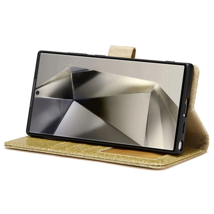 For Samsung Galaxy S23 Ultra Glitter Leather Case with Diamond Love Heart Wallet Stand Flip Cover