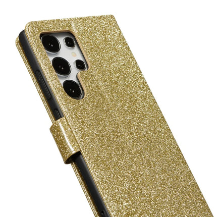 For Samsung Galaxy S23 Ultra Glitter Leather Case with Diamond Love Heart Wallet Stand Flip Cover