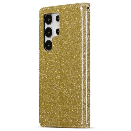 For Samsung Galaxy S23 Ultra Glitter Leather Case with Diamond Love Heart Wallet Stand Flip Cover