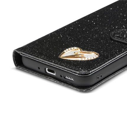 For Samsung Galaxy S23 FE Glitter Leather Case with Diamond Love Heart Wallet Stand Flip Cover