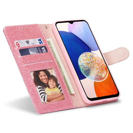 For Samsung Galaxy S23 FE Glitter Leather Case with Diamond Love Heart Wallet Stand Flip Cover