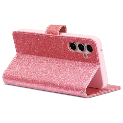 For Samsung Galaxy S23 FE Glitter Leather Case with Diamond Love Heart Wallet Stand Flip Cover