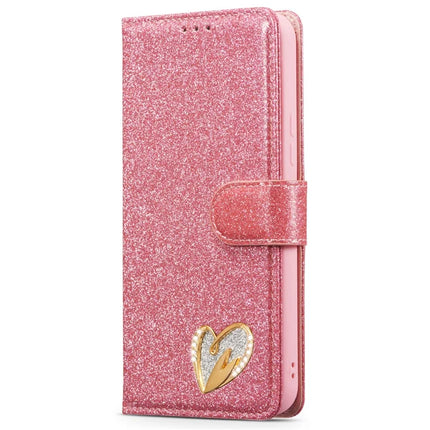 For Samsung Galaxy S23 FE Glitter Leather Case with Diamond Love Heart Wallet Stand Flip Cover
