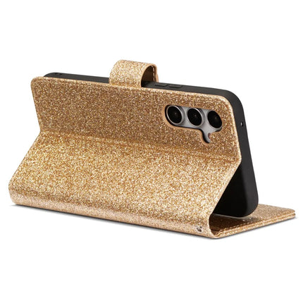 For Samsung Galaxy S23 FE Glitter Leather Case with Diamond Love Heart Wallet Stand Flip Cover