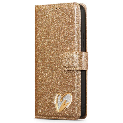 For Samsung Galaxy S23 FE Glitter Leather Case with Diamond Love Heart Wallet Stand Flip Cover