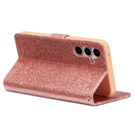 For Samsung Galaxy S23 FE Glitter Leather Case with Diamond Love Heart Wallet Stand Flip Cover