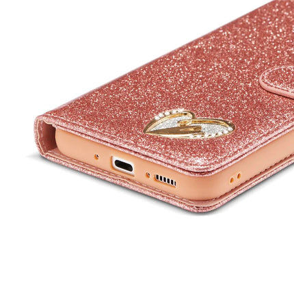 For Samsung Galaxy S23 FE Glitter Leather Case with Diamond Love Heart Wallet Stand Flip Cover