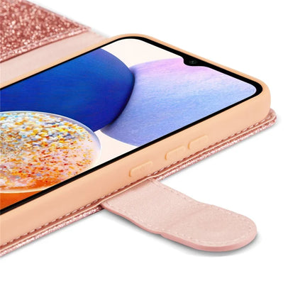 For Samsung Galaxy S23 FE Glitter Leather Case with Diamond Love Heart Wallet Stand Flip Cover
