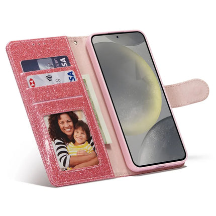 For Samsung Galaxy S23 Glitter Leather Case with Diamond Love Heart Wallet Stand Flip Cover
