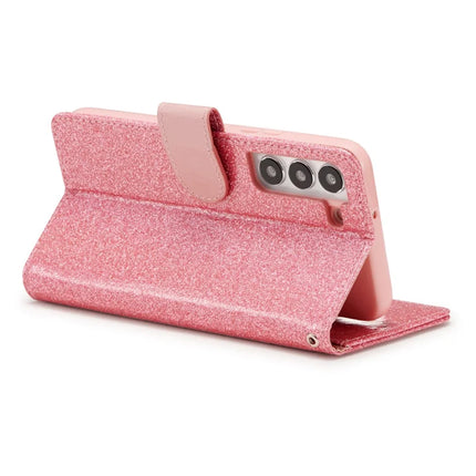 For Samsung Galaxy S23 Glitter Leather Case with Diamond Love Heart Wallet Stand Flip Cover