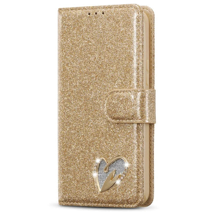 For Samsung Galaxy S23 Glitter Leather Case with Diamond Love Heart Wallet Stand Flip Cover