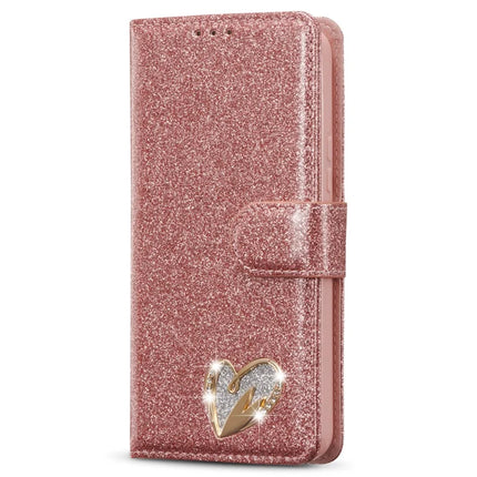 For Samsung Galaxy S23 Glitter Leather Case with Diamond Love Heart Wallet Stand Flip Cover