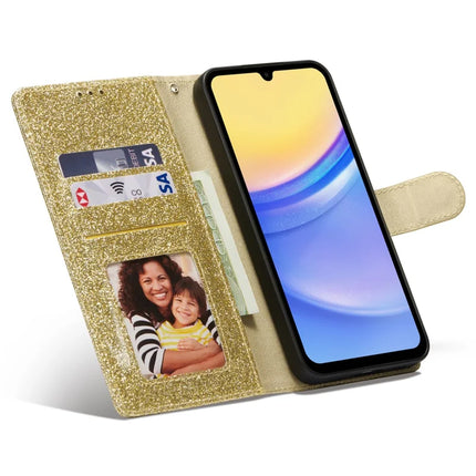 For Samsung Galaxy A15 4G  /  5G Glitter Leather Case with Diamond Love Heart Wallet Stand Flip Cover