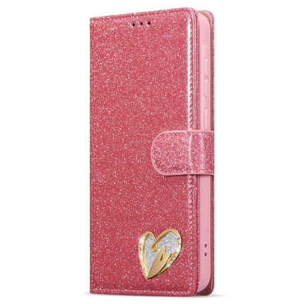 For Samsung Galaxy A15 4G  /  5G Glitter Leather Case with Diamond Love Heart Wallet Stand Flip Cover