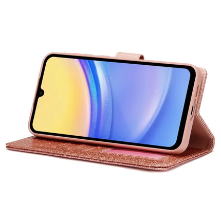 For Samsung Galaxy A15 4G  /  5G Glitter Leather Case with Diamond Love Heart Wallet Stand Flip Cover