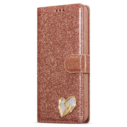 For Samsung Galaxy A15 4G  /  5G Glitter Leather Case with Diamond Love Heart Wallet Stand Flip Cover