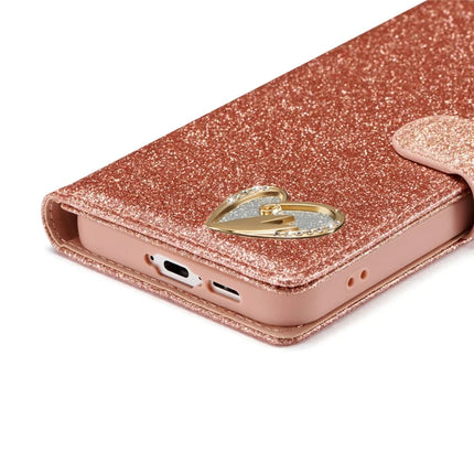 For Samsung Galaxy A55 5G Glitter Leather Case with Diamond Love Heart Wallet Stand Flip Cover