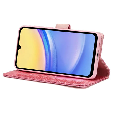 For Samsung Galaxy A55 5G Glitter Leather Case with Diamond Love Heart Wallet Stand Flip Cover