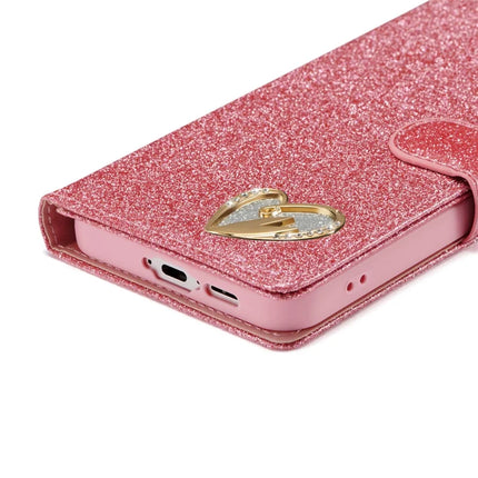 For Samsung Galaxy A55 5G Glitter Leather Case with Diamond Love Heart Wallet Stand Flip Cover