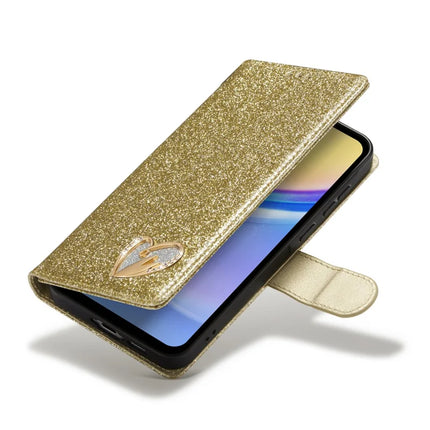 For Samsung Galaxy A55 5G Glitter Leather Case with Diamond Love Heart Wallet Stand Flip Cover