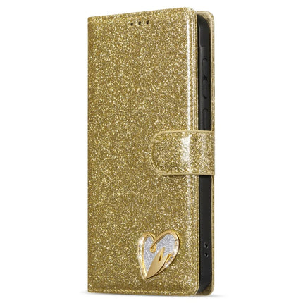 For Samsung Galaxy A55 5G Glitter Leather Case with Diamond Love Heart Wallet Stand Flip Cover