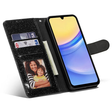 For Samsung Galaxy A55 5G Glitter Leather Case with Diamond Love Heart Wallet Stand Flip Cover