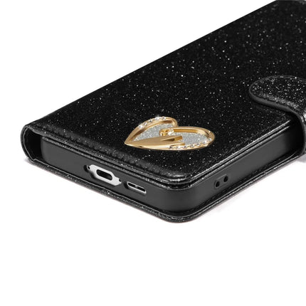 For Samsung Galaxy A55 5G Glitter Leather Case with Diamond Love Heart Wallet Stand Flip Cover