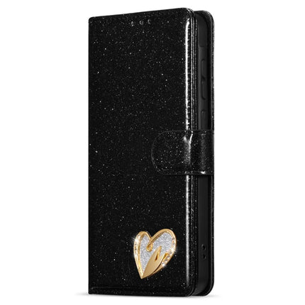 For Samsung Galaxy A55 5G Glitter Leather Case with Diamond Love Heart Wallet Stand Flip Cover