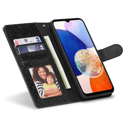 For Samsung Galaxy A54 5G Glitter Leather Case with Diamond Love Heart Wallet Stand Flip Cover
