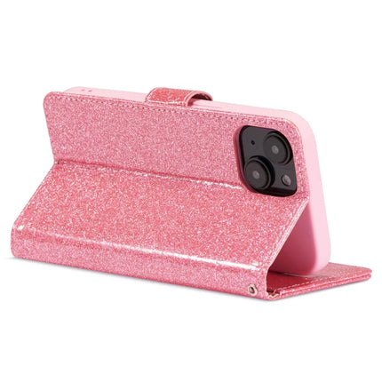 For iPhone 13 mini Glitter Leather Case with Diamond Love Heart Wallet Stand Flip Cover