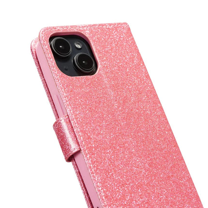 For iPhone 13 mini Glitter Leather Case with Diamond Love Heart Wallet Stand Flip Cover
