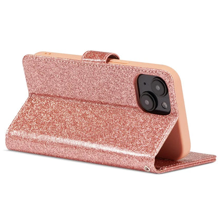 For iPhone 13 mini Glitter Leather Case with Diamond Love Heart Wallet Stand Flip Cover
