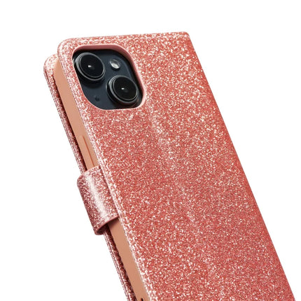For iPhone 13 mini Glitter Leather Case with Diamond Love Heart Wallet Stand Flip Cover