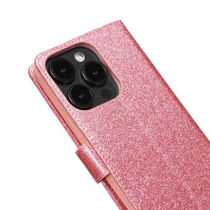 For iPhone 13 Pro Max Glitter Leather Case with Diamond Love Heart Wallet Stand Flip Cover