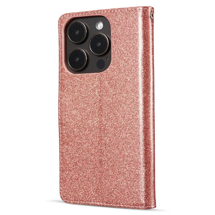 For iPhone 13 Pro Max Glitter Leather Case with Diamond Love Heart Wallet Stand Flip Cover