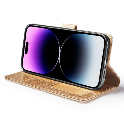 For iPhone 13 Pro Max Glitter Leather Case with Diamond Love Heart Wallet Stand Flip Cover